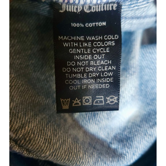 Juicy Couture Women's Light Wash Destroyed Straight Leg Chain Detail Jeans sz 24 - Picture 6 of 9